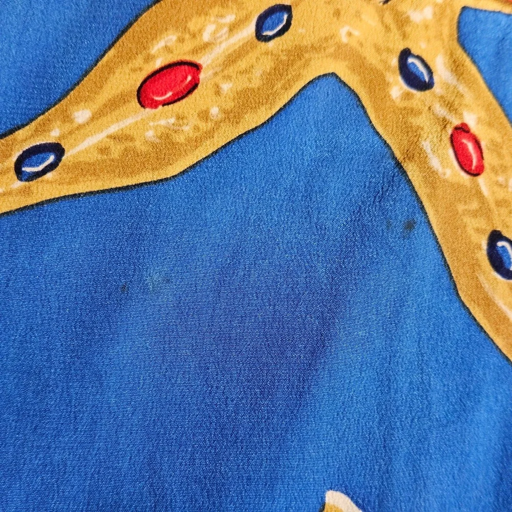 Vintage Anne Crimmins Silk Sea Shell Starfish Print Midi Skirt 27 Mermaidcore‎